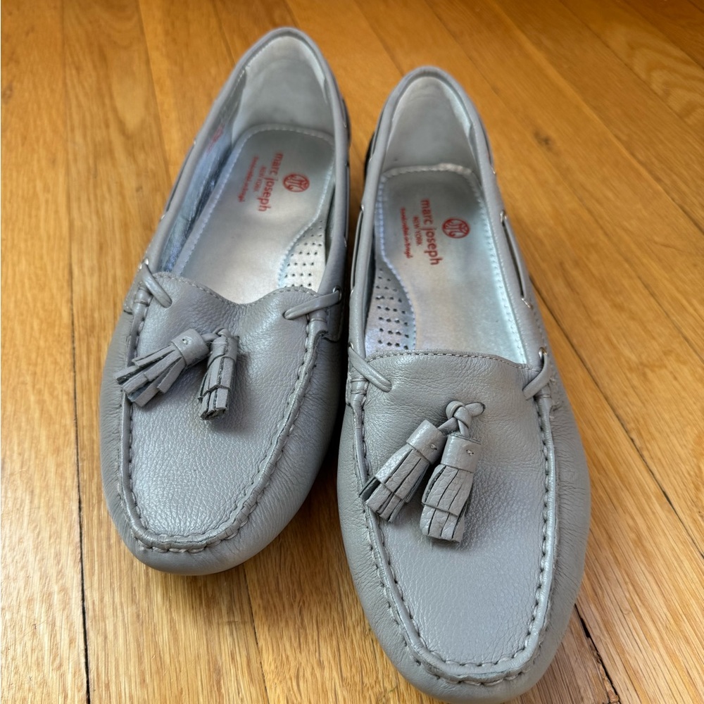 Gray Tassel Leather Loafers - Women